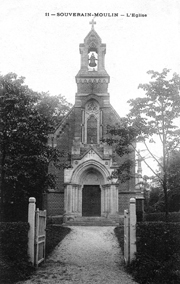 Eglise de Souverain-Moulin (Pittefaux, Pas-de-Calais), carte postale - Crédit : fonds privé, droits réservés
